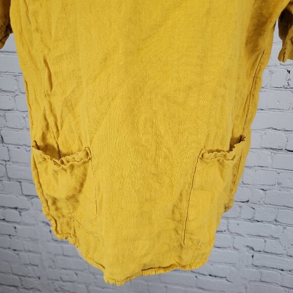 Francesca Bettini Yellow Lightweight Short Sleeve Pockets Top Italy Large L - Picture 5 of 10